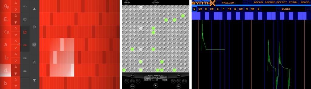 SoundPrism Pro, Tenori-On und SynthX (v.l.n.r.)